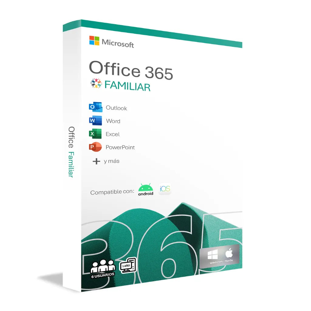 Microsoft 365 Familia para 6 Usuarios Windows y Mac